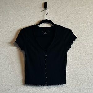 American Eagle Outfitters Black Button-Down Shirt